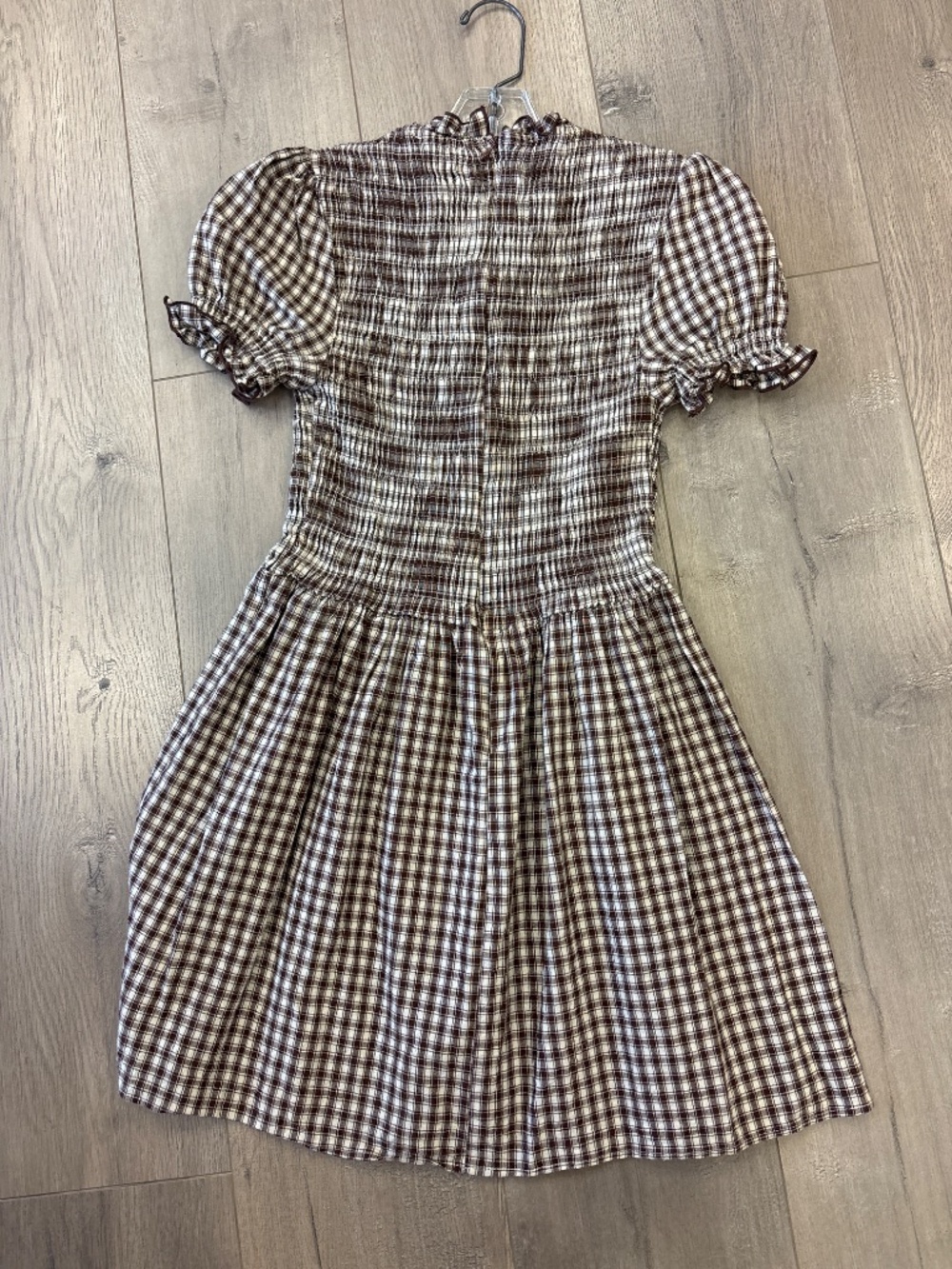 Rihoas brown smocked mini gingham dress - Picture 7 of 9